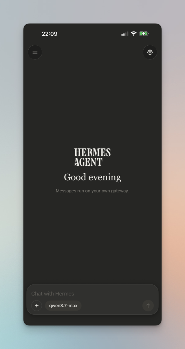 Hermes Mobile — dark mode